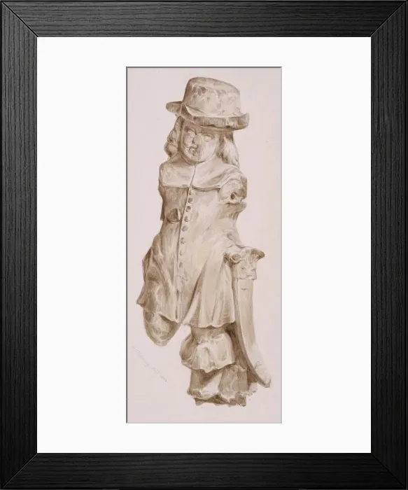 Framed Print : Carved figure in oak, 1834. Artist: William Henry Kearney