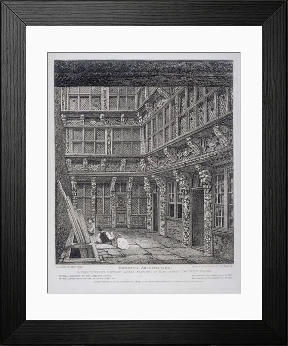 Framed Print : Mansion of Sir Richard (Dick) Whittington in Hart Street, Crutched Friars, London, 1812 Framed Print : Mansion of Sir Richard (Dick) Whittington in Hart Street, Crutched Friars, London, 1812