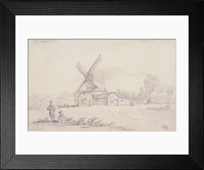 Framed Print : View of mill with a windmill on Blackheath, Greenwich, London, 1833 Framed Print : View of mill with a windmill on Blackheath, Greenwich, London, 1833