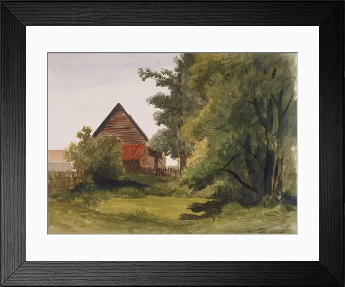 Framed Print : View of Hampstead with a barn on the left, Hampstead, Camden, London, 1842. Artist Framed Print : View of Hampstead with a barn on the left, Hampstead, Camden, London, 1842. Artist