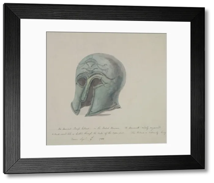 Framed Print : Ancient brass helmet from the British Museum, Holborn, London, 1784 Framed Print : Ancient brass helmet from the British Museum, Holborn, London, 1784