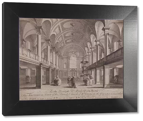 Sectional view of St Giles in the Fields, Holborn, London, 1753. Artist: Anthony Walker