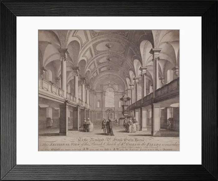 Framed Print : Sectional view of St Giles in the Fields, Holborn, London, 1753. Artist: Anthony Walker Framed Print : Sectional view of St Giles in the Fields, Holborn, London, 1753. Artist: Anthony Walker