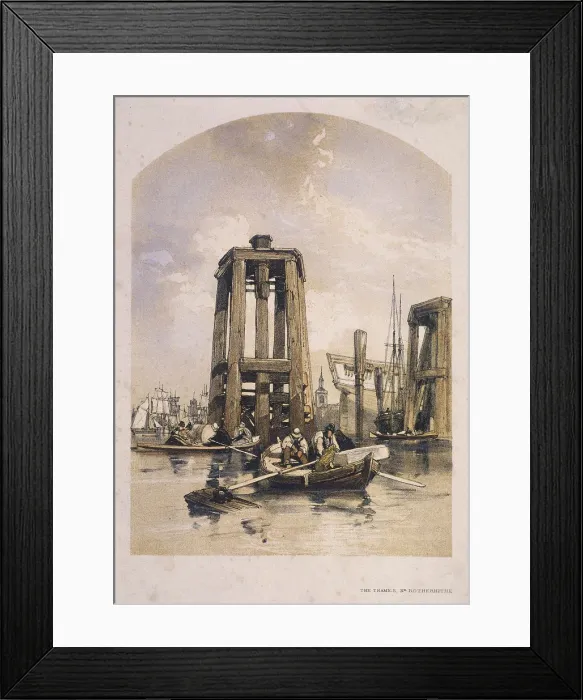 Framed Print : View of the Thames near Rotherhithe, Bermondsey, London, c1840 Framed Print : View of the Thames near Rotherhithe, Bermondsey, London, c1840