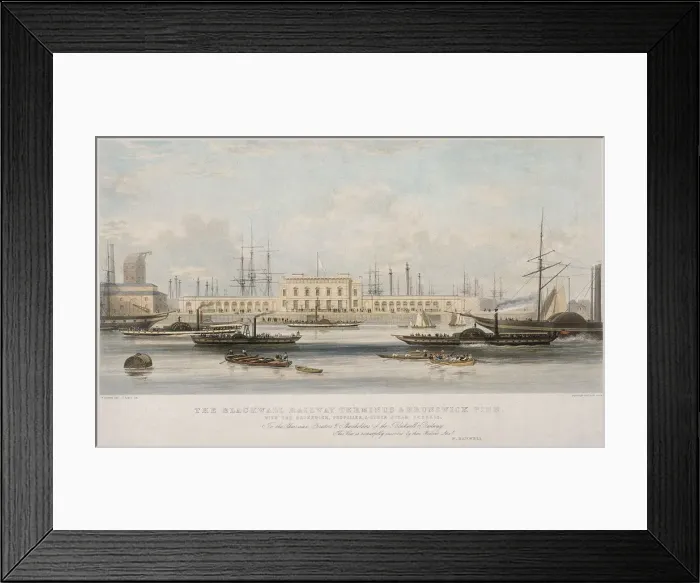 Framed Print : The Blackwall Railway Terminus and Brunswick Pier, Blackwall, Poplar, London, c1840 Framed Print : The Blackwall Railway Terminus and Brunswick Pier, Blackwall, Poplar, London, c1840