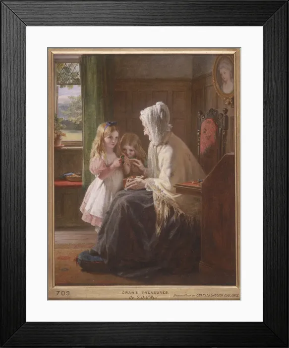 Framed Print : Grans Treasures, 1866. Artist: George Bernard O Neill Framed Print : Grans Treasures, 1866. Artist: George Bernard O Neill