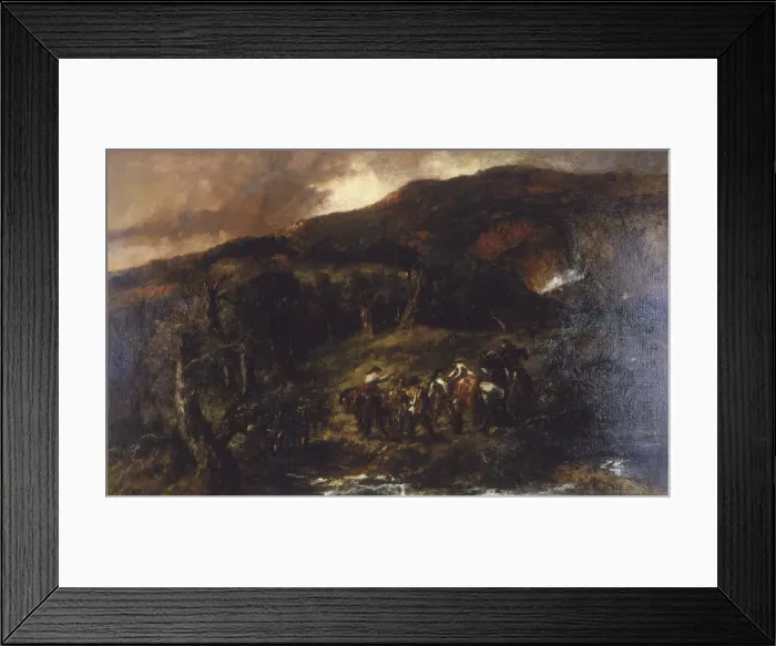 Framed Print : Landscape with Hunting Party, (1893?). Artist: Sir John Gilbert Framed Print : Landscape with Hunting Party, (1893?). Artist: Sir John Gilbert
