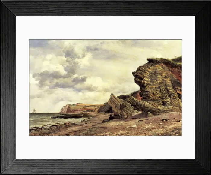 Framed Print : Triassic Cliffs, Blue Anchor, North Somerset, 1866. Artist: Edward William Cooke Framed Print : Triassic Cliffs, Blue Anchor, North Somerset, 1866. Artist: Edward William Cooke