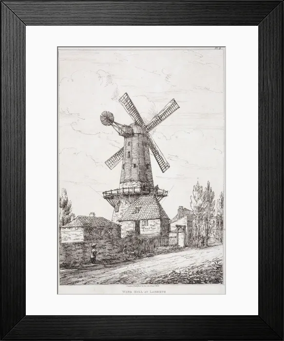Framed Print : Windmill, Lambeth, London, 1814 Framed Print : Windmill, Lambeth, London, 1814