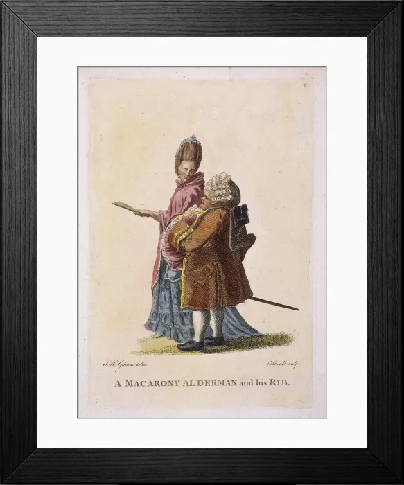 Framed Print : A macarony alderman and his rib, c1770. Artist: James Caldwall Framed Print : A macarony alderman and his rib, c1770. Artist: James Caldwall