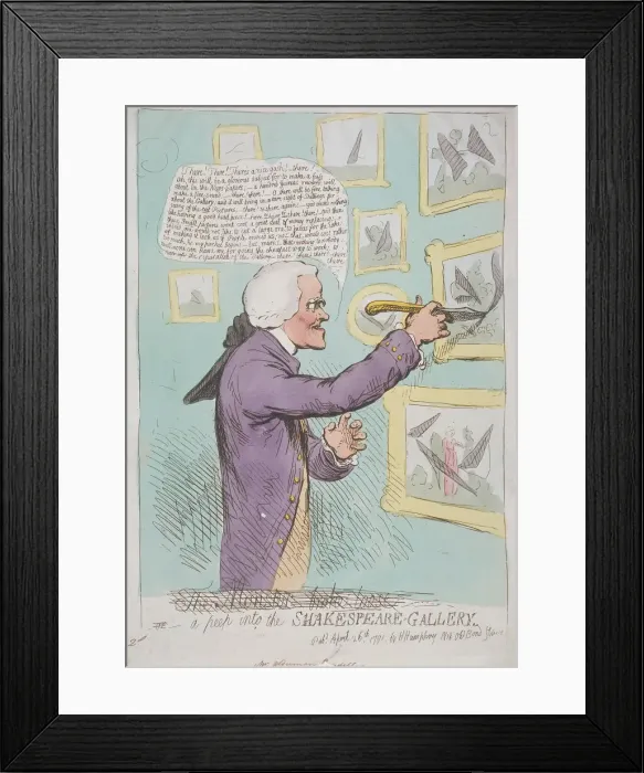 Framed Print : The Monster broke loose or, a peep into the Shakespeare-Gallery, 1791 Framed Print : The Monster broke loose or, a peep into the Shakespeare-Gallery, 1791