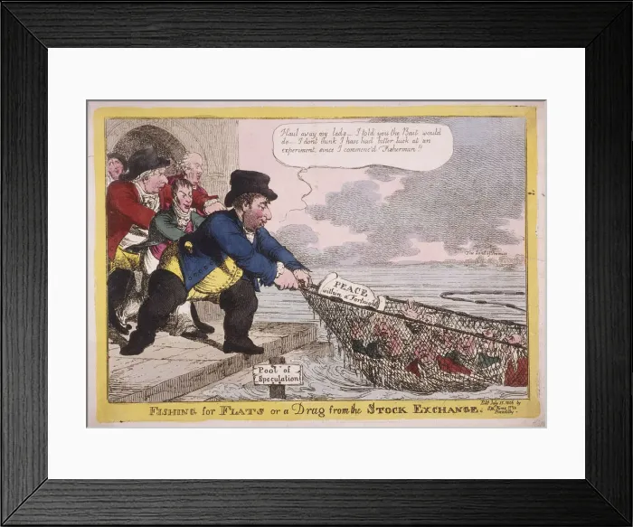 Framed Print : Fishing for Flats or a Drag from the Stock Exchange, 1806 Framed Print : Fishing for Flats or a Drag from the Stock Exchange, 1806