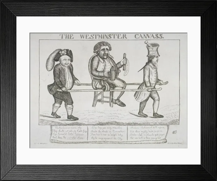 Framed Print : The Westminster canvass, 1784. Artist: William Dent Framed Print : The Westminster canvass, 1784. Artist: William Dent
