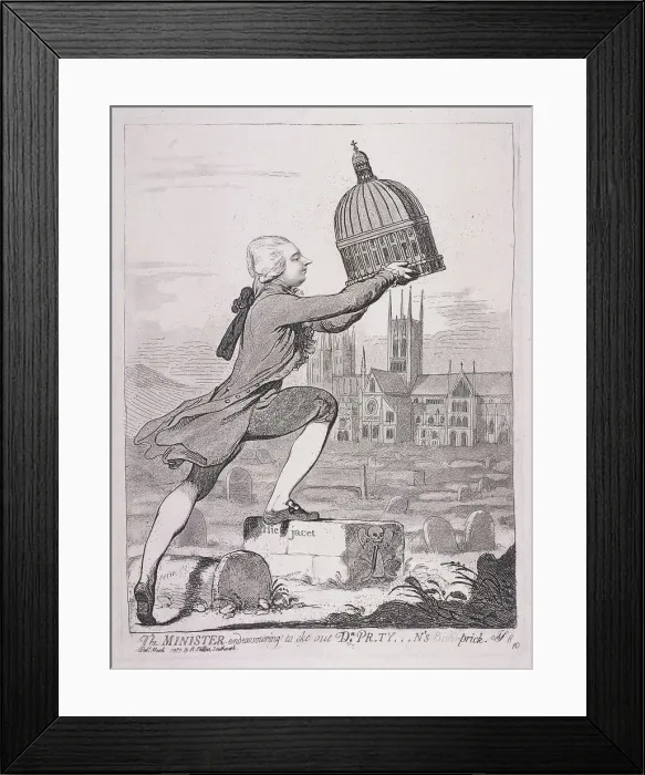 Framed Print : The Minister endeavouring to eke out Dr Pr-ty---ns Bisho-prick, 1787. Artist Framed Print : The Minister endeavouring to eke out Dr Pr-ty---ns Bisho-prick, 1787. Artist