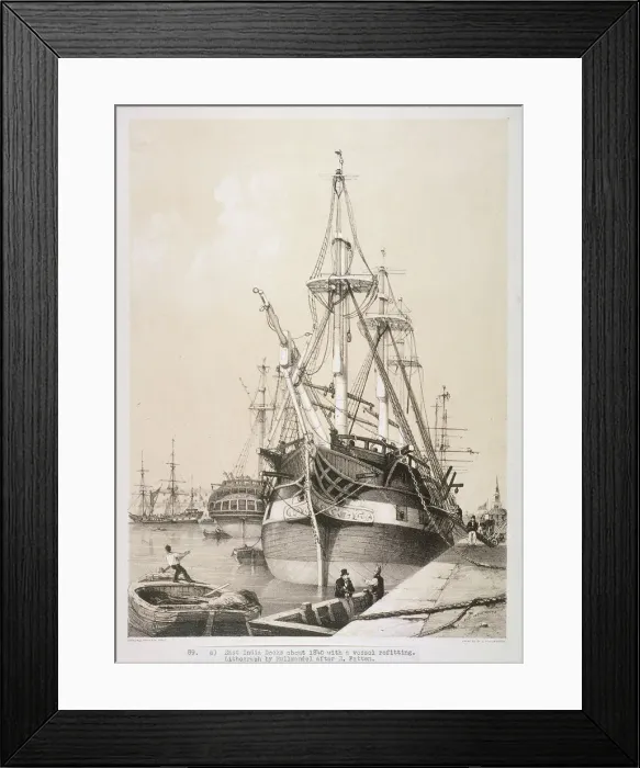 Framed Print : Ship in the East India Docks, London, c1840 Framed Print : Ship in the East India Docks, London, c1840