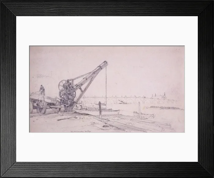 Framed Print : Crane at Westminster Bridge, London, c1830. Artist: Edward William Cooke Framed Print : Crane at Westminster Bridge, London, c1830. Artist: Edward William Cooke