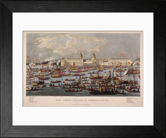 Framed Print : Royal Aquatic Excursion to Greenwich Hospital, 1838 Framed Print : Royal Aquatic Excursion to Greenwich Hospital, 1838
