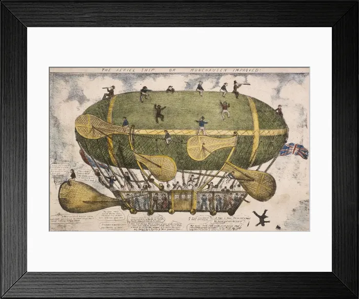 Framed Print : The Aeriel Ship, or Munchausen Improved!, 1835 Framed Print : The Aeriel Ship, or Munchausen Improved!, 1835