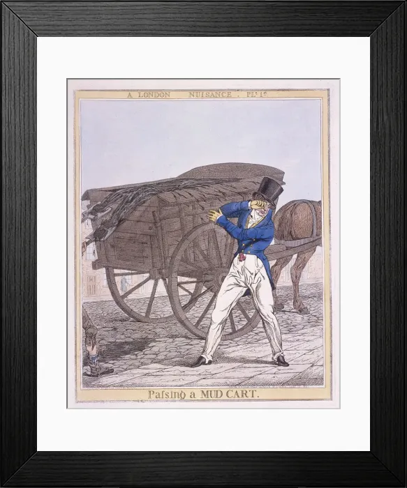 Framed Print : Passing a Mud Cart, 1821. Artist: Richard Dighton Framed Print : Passing a Mud Cart, 1821. Artist: Richard Dighton
