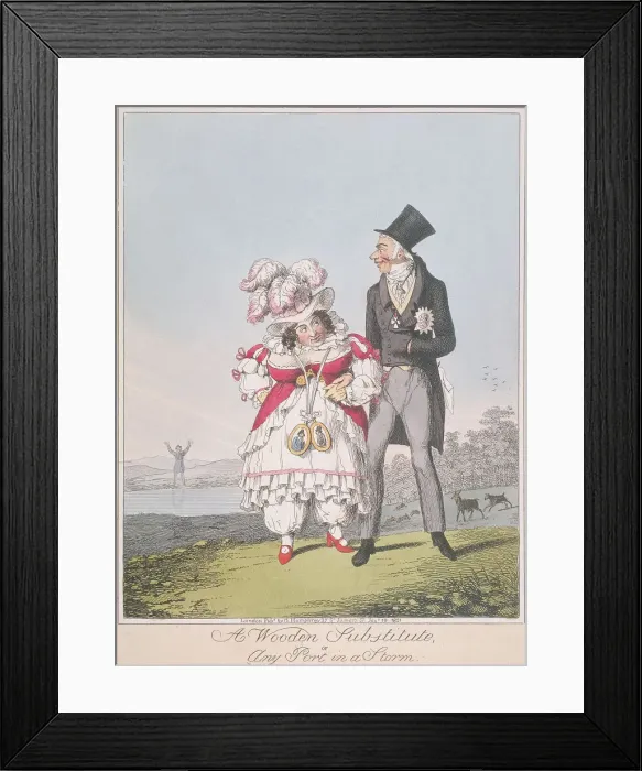 Framed Print : A Wooden Substitute, or Any Port in a Storm, 1821 Framed Print : A Wooden Substitute, or Any Port in a Storm, 1821
