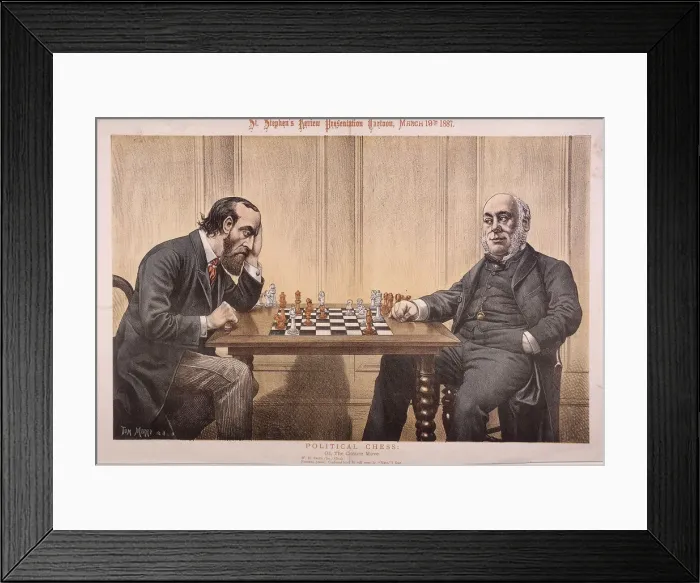 Framed Print : Political Chess, 1887. Artist: Tom Merry Framed Print : Political Chess, 1887. Artist: Tom Merry