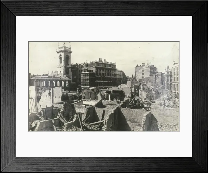 Framed Print : Holborn Viaduct, City of London, showing air raid damage, c1944 Framed Print : Holborn Viaduct, City of London, showing air raid damage, c1944