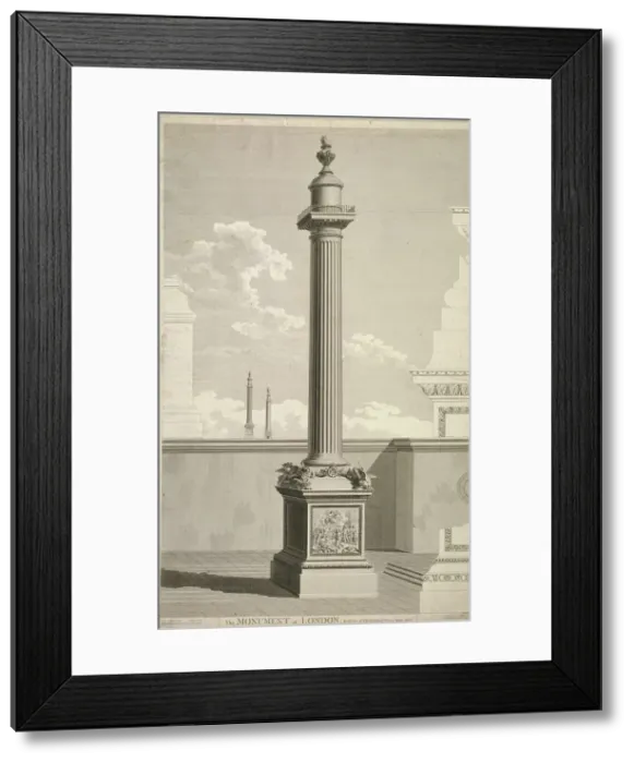 Framed Print : View of the Monument, City of London, 1791. Artist: William Lowry Framed Print : View of the Monument, City of London, 1791. Artist: William Lowry