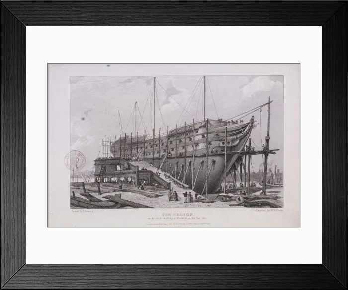 Framed Print : The Nelson at the Royal Dockyard, Woolwich, London, 1815 Framed Print : The Nelson at the Royal Dockyard, Woolwich, London, 1815
