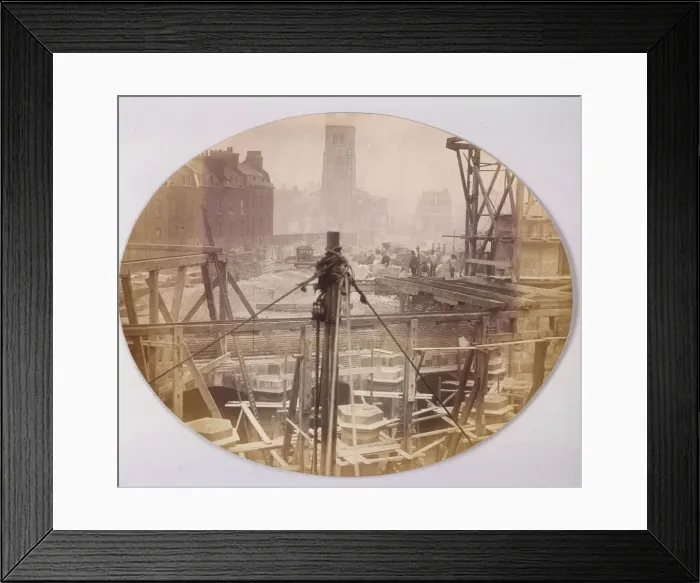 Framed Print : Holborn Viaduct being constructed across Farringdon Street, Holborn, London, 1869 Framed Print : Holborn Viaduct being constructed across Farringdon Street, Holborn, London, 1869