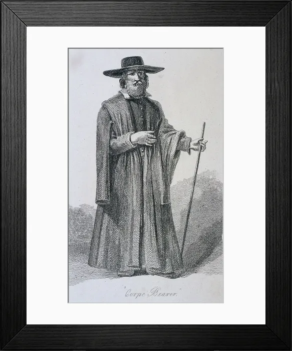 Framed Print : Corpe Bearer, [sic], c1665, Cries of London, (c1819?). Artist: John Thomas Smith