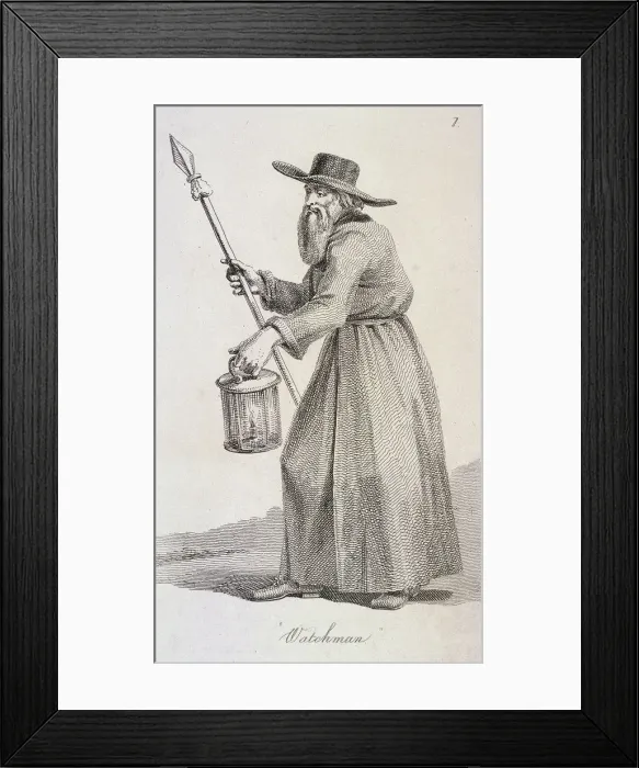 Framed Print : Watchman, (c1640?), Cries of London, (c1819?). Artist: John Thomas Smith Framed Print : Watchman, (c1640?), Cries of London, (c1819?). Artist: John Thomas Smith