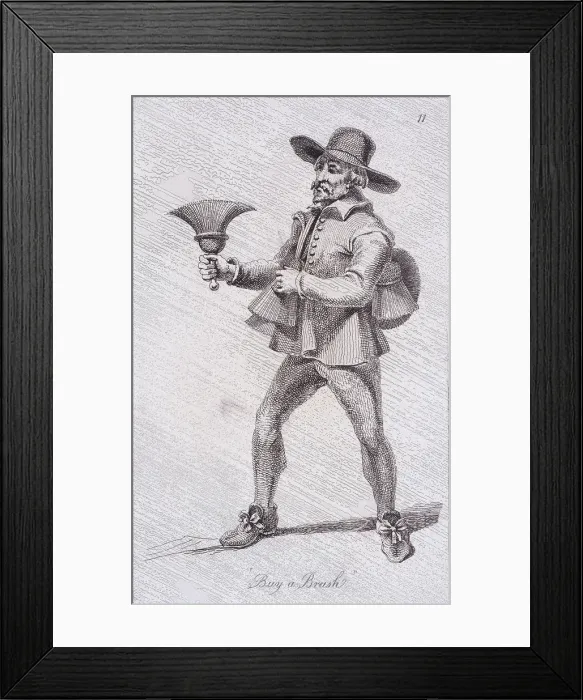 Framed Print : Buy a Brush, c1680, from Cries of London, (c1819). Artist: John Thomas Smith Framed Print : Buy a Brush, c1680, from Cries of London, (c1819). Artist: John Thomas Smith