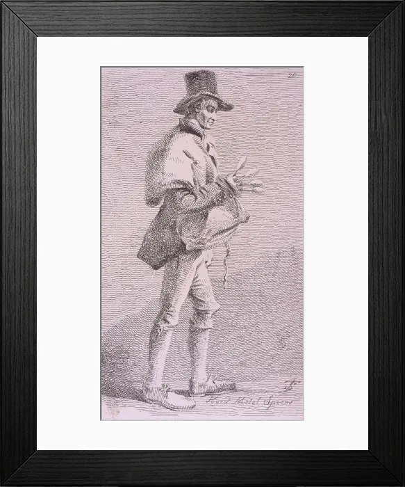 Framed Print : Hard Metal Spoons, Cries of London, 1819. Artist: John Thomas Smith Framed Print : Hard Metal Spoons, Cries of London, 1819. Artist: John Thomas Smith