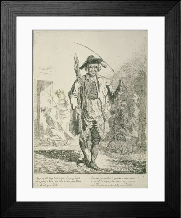 Framed Print : Stick seller, Cries of London, 1760. Artist: Paul Sandby Framed Print : Stick seller, Cries of London, 1760. Artist: Paul Sandby