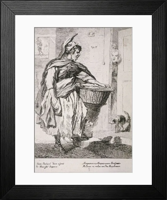 Framed Print : Mackerel seller, Cries of London, 1760. Artist: Paul Sandby Framed Print : Mackerel seller, Cries of London, 1760. Artist: Paul Sandby