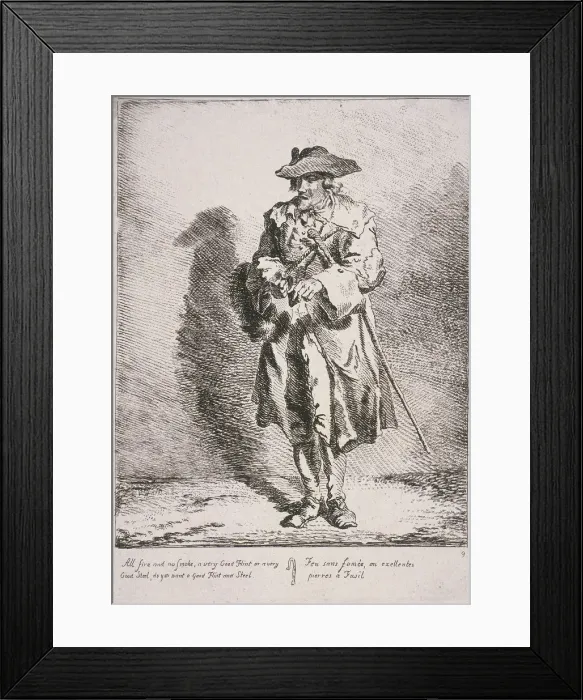 Framed Print : Flint and steel seller, Cries of London, 1760. Artist: Paul Sandby Framed Print : Flint and steel seller, Cries of London, 1760. Artist: Paul Sandby