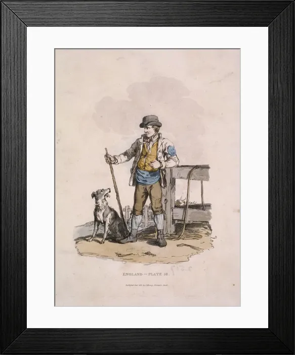 Framed Print : A drover and his dog, Provincial Characters, 1813 Framed Print : A drover and his dog, Provincial Characters, 1813