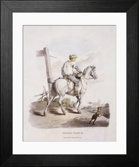Framed Print : A butchers boy riding a horse, Provincial Characters, 1813 Framed Print : A butchers boy riding a horse, Provincial Characters, 1813