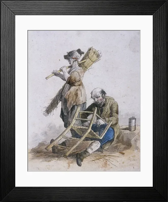 Framed Print : Two chair menders, Provincial Characters, 1804. Artist: William Henry Pyne Framed Print : Two chair menders, Provincial Characters, 1804. Artist: William Henry Pyne