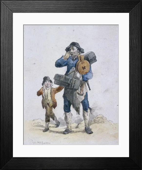 Framed Print : A tinker and a child, Provincial Characters, 1804. Artist: William Henry Pyne Framed Print : A tinker and a child, Provincial Characters, 1804. Artist: William Henry Pyne