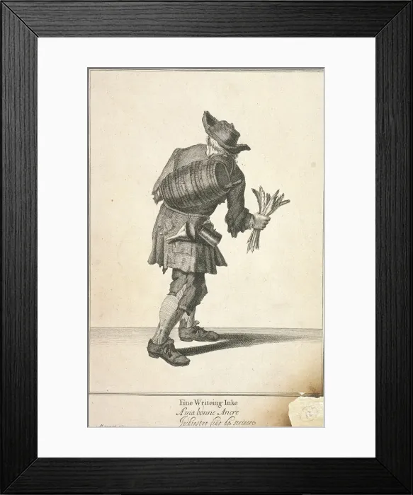 Framed Print : Fine Writeing Inke, Cries of London, (c1688?). Artist: Pierce Tempest Framed Print : Fine Writeing Inke, Cries of London, (c1688?). Artist: Pierce Tempest