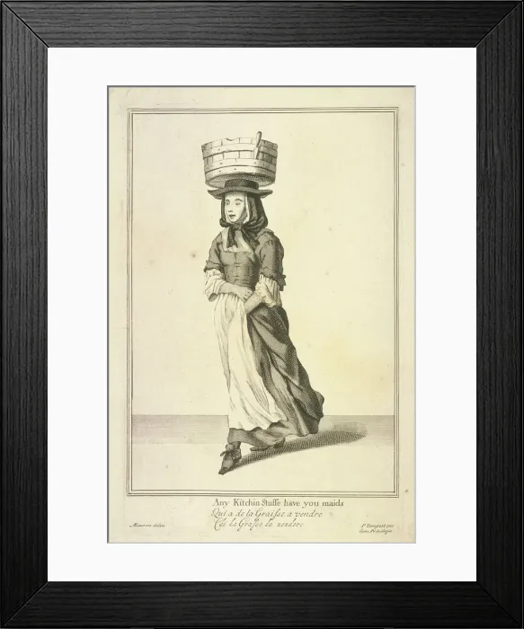 Framed Print : Any Kitchin Stuffe have you maids, Cries of London, (c1688?). Artist: Pierce Tempest Framed Print : Any Kitchin Stuffe have you maids, Cries of London, (c1688?). Artist: Pierce Tempest