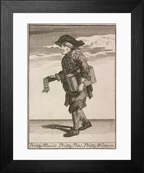 Framed Print : Pritty Maids, Pritty Pins, Pretty Women, Cries of London, (c1688?) Framed Print : Pritty Maids, Pritty Pins, Pretty Women, Cries of London, (c1688?)