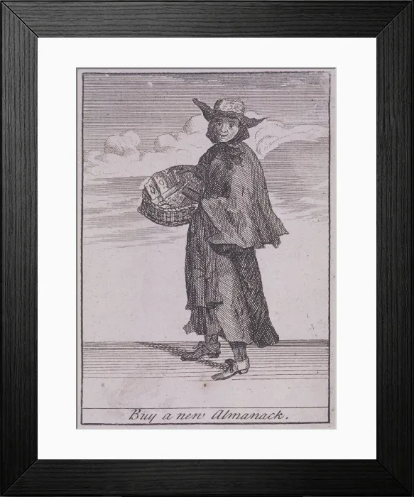 Framed Print : Buy a new Almanack, Cries of London, (c1688?) Framed Print : Buy a new Almanack, Cries of London, (c1688?)