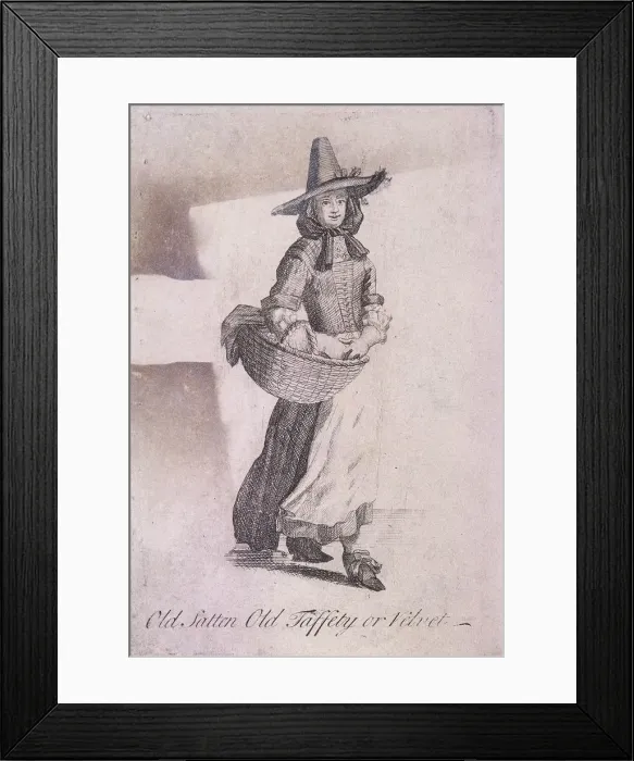 Framed Print : Old Satten Old Taffety or Velvet, Cries of London, (c1688?) Framed Print : Old Satten Old Taffety or Velvet, Cries of London, (c1688?)