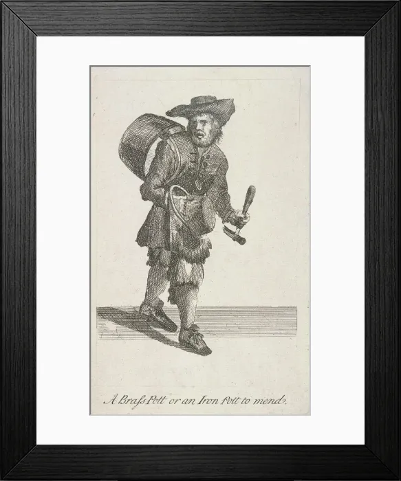 Framed Print : A Brass Pott or an Iron Pott to mend, Cries of London, c1688 Framed Print : A Brass Pott or an Iron Pott to mend, Cries of London, c1688