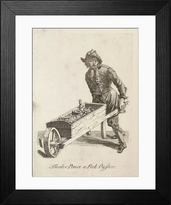 Framed Print : Twelve Pence a Peck Oysters, Cries of London, c1688 Framed Print : Twelve Pence a Peck Oysters, Cries of London, c1688