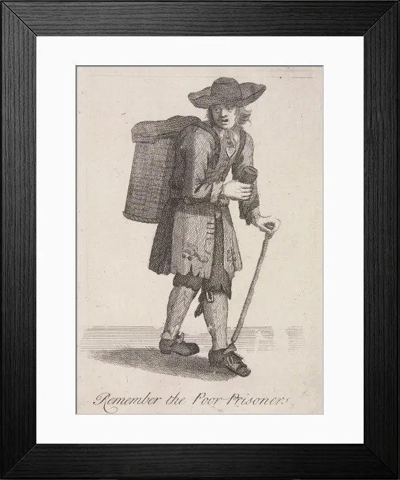 Framed Print : Remember the Poor Prisoners, Cries of London, c1688 Framed Print : Remember the Poor Prisoners, Cries of London, c1688