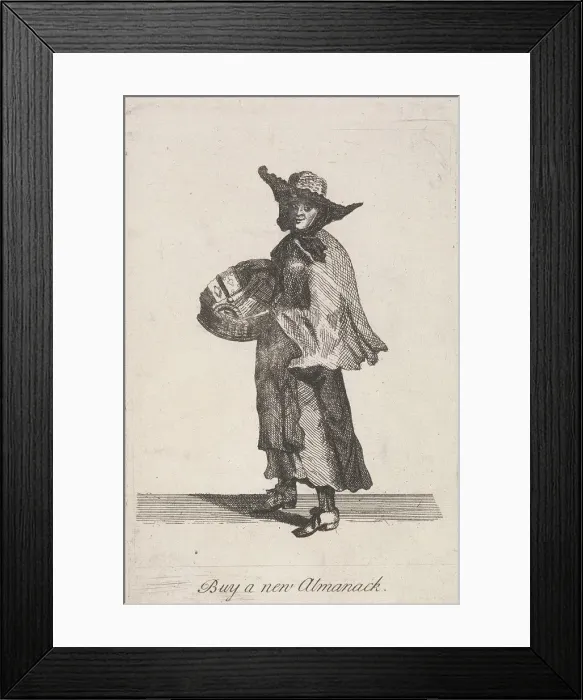 Framed Print : Buy a new Almanack, Cries of London, (c1688?) Framed Print : Buy a new Almanack, Cries of London, (c1688?)