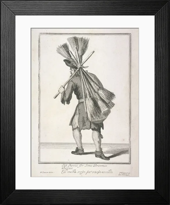 Framed Print : Old Shooes for Some Broomes, Cries of London, (c1688?) Framed Print : Old Shooes for Some Broomes, Cries of London, (c1688?)